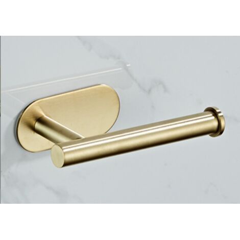 Sollbry Selbstklebender Toilettenpapierhalter, hochwertiger dicker Edelstahl, rostfrei, ohne Bohren, für Badezimmer, Küche, Toilette (1 Packung, gebürstetes Gold) (1/2)