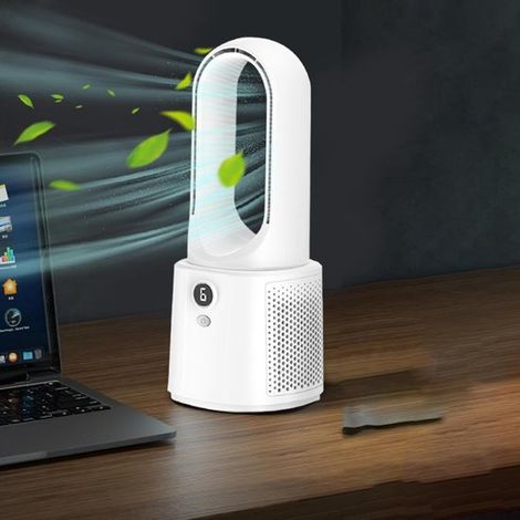 Ventilador portátil sin aspas,pequeño ventilador silencioso recargable por USB,con temporizador ajustable,regulador de intensidad de 6 niveles (1/5)