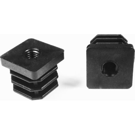 Ajile - Embout Polyamide Carré pour Tube 30 x 30 mm épaisseur 1,5 mm - Fileté diam. 10 mm (M10)