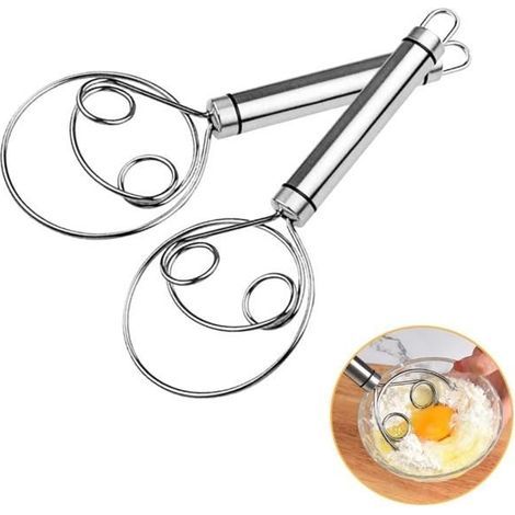 Frusta per impastare in acciaio inox 304, confezione da 2, frusta manuale per impastare, ideale per la preparazione di dolci e uova. (1/5)