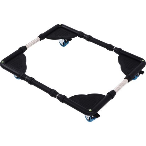 Chariot de déménagement mobile à roulettes réglables, support pour machine à laver, chariot de transport robuste noir (1/5)
