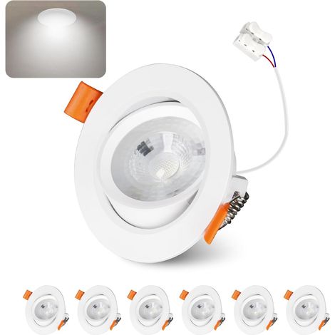 Spot LED Encastrable Orientable, 7W Trou Φ 68-80mm 6000K Blanc Froid Lot de 6 (1/5)