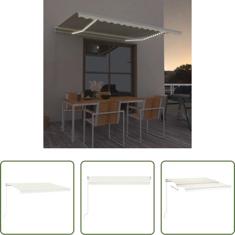 Sonnenschutz -  Markise Manuell Einziehbar mit LED 400x350 cm Creme (1/5)