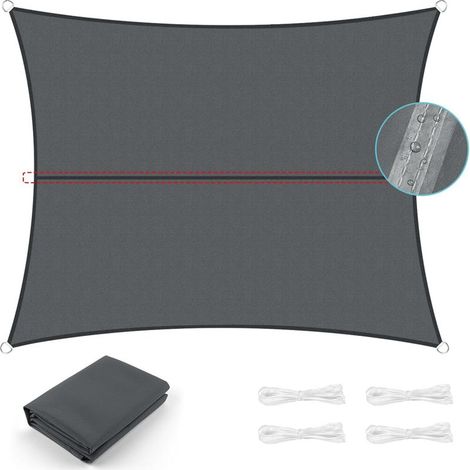 Voile d'ombrage imperméable rectangulaire 3x4m – 100% polyester haute densité – Protection UV 95% – Coutures thermosoudées pour étanchéité (1/5)