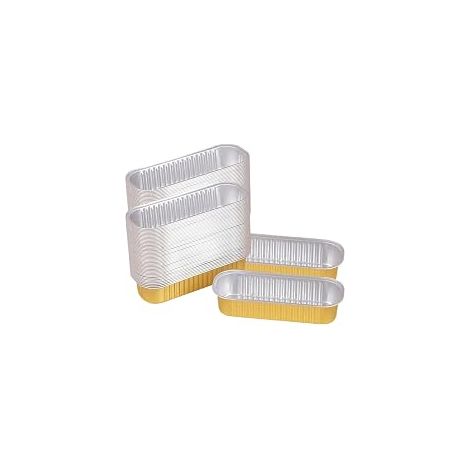 Lot de 100 Moules à Mini Cake avec Couvercles et Cuillères Moules en Aluminium Jetables Rectangulaires pour Cuisson, Fêtes, Pique-Niques, Cadeaux (Or) (1/4)