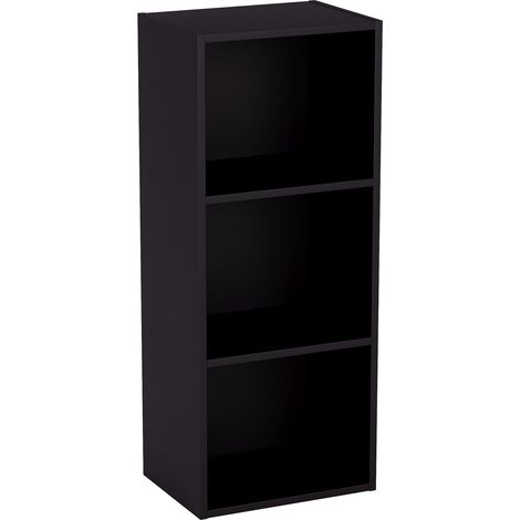 Oxford 3 Niveau Cube Bibliothèque, Moderne Space-Saving Meuble de Rangement for Salon, Chambre Or Bureau, Autoportant Exposition Shelf, H80xW32xD24cm (Noir) (1/5)