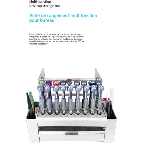 Boîte de rangement multi‑fonctions pour outils de réparation, support de bureau pour tournevis, composants et petites pièces électroniques (1/5)