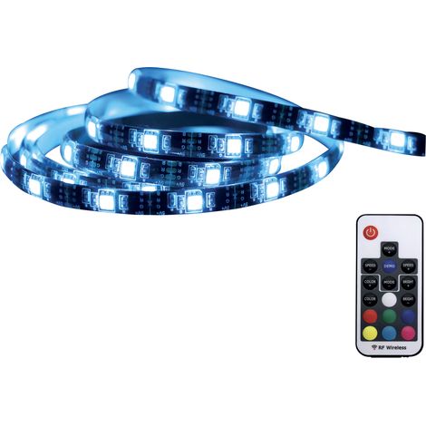 Ruban LED multicouleur connectable USB, 12W, 600 lumens, long. 2m, découpable, avec télécommande, adhésif - Tibelec (1/5)