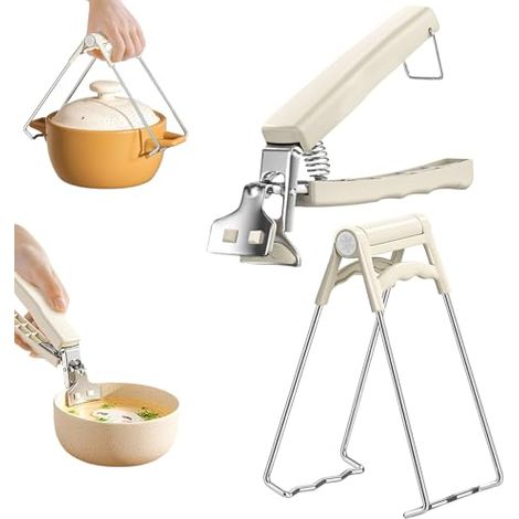 Set migliorato di 2 pinze/supporti per spostare piatti caldi, ciotole, teglie per pizza, friggitrici ad aria e forni a microonde (bianchi) (1/5)