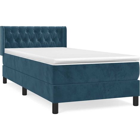 Maison Exclusive - Giroletto a Molle con Materasso Blu Scuro 90x190 cm in Velluto (1/5)