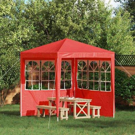 vidaXL Parete per tenda da festa 2 pcs 200 x 195 cm Rosso PE e
