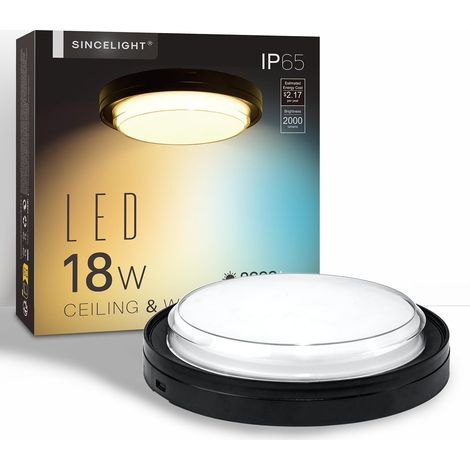 Plafonniers ou Appliques Murales Φ220mm, 18W BULKHEAD Luminaires Extérieur/Intérieur, 2000lm, étanche, Couleur Réglable de Blanc Chaud à Blanc Froid (1/5)