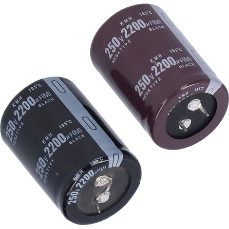 2 Stück Elektrolytkondensatoren, Aluminium, zylindrisch, 250 V, 2200 μF, 105 °C, 35 x 50 mm (1/5)
