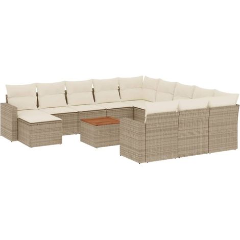 Maison Exclusive - 13-tlg. Garten-Sofagarnitur mit Kissen Beige P
