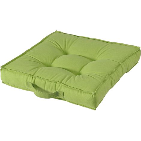 Cuscino quadrato in cotone imbottito 50x50 cm con maniglia Living - Green