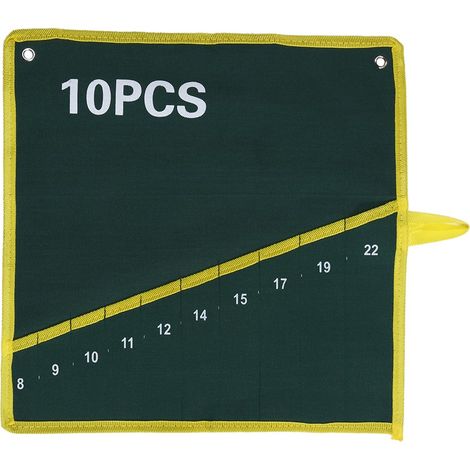 bolsa de lona para guardar llaves, 10 bolsillos, verde, portátil, para herramientas manuales (1/5)