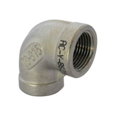 GOMITO A 90° FF ACCIAIO INOX 3/8&quot
