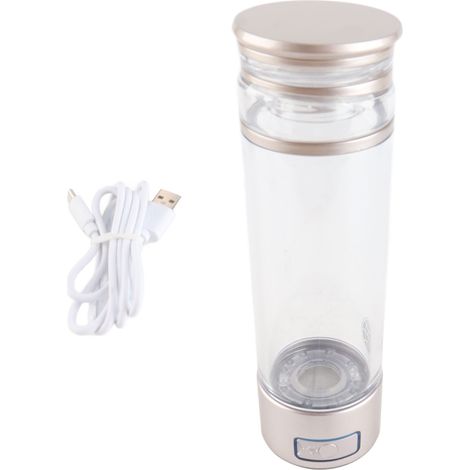 Générateur d'Hydrogène Portable 350ml PCTG Titane Platine Eau Riche en Hydrogène 2000-6000ppb Rechargeable USB Type-C Doré (1/4)