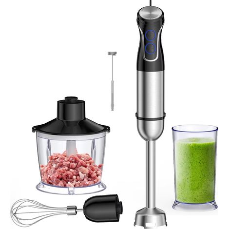 Mixeur immersion 5-en-1 – 1500W – Lame inox 304 – Robot multifonction – Préparation aliments bébé (1/4)