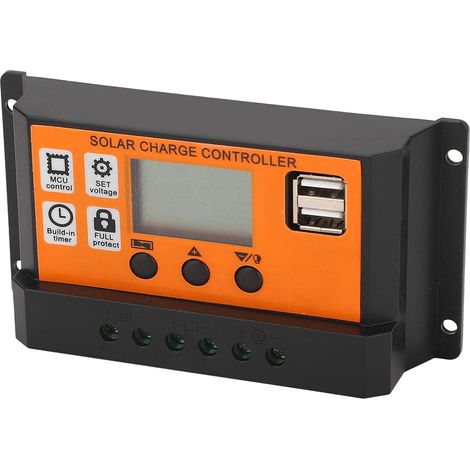 Contrôleur de charge solaire avec écran LCD, gestion en 3 étapes, régulateur de charge pour batteries lithium-acide 12 V/24 V, 20 A (1/5)