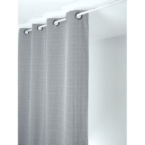 Rideau tendance motif contemporain noir et blanc - 135x260cm - Blanc (1/3)