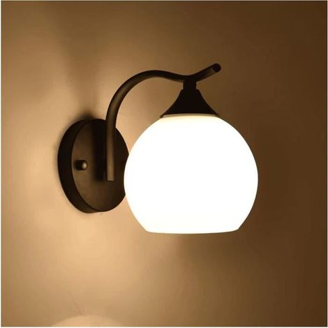 Moderne Concevoir Applique Arrière-Plan Mur Lit Tour Applique Verre Éclairage Mural Le Noir Lampe D'Intérieur Fer Mur Spots (1/4)