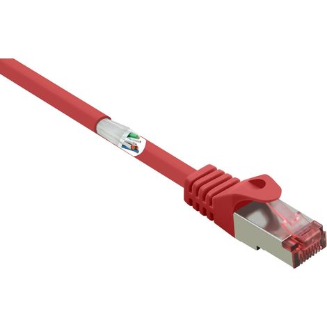 Renkforce RF-5136974 RJ45 Câble réseau, câble patch CAT 6 S/FTP 1.00 m rouge avec cliquet d'encastrement, contacts dorés, ignifuge 1 pc(s) S861642