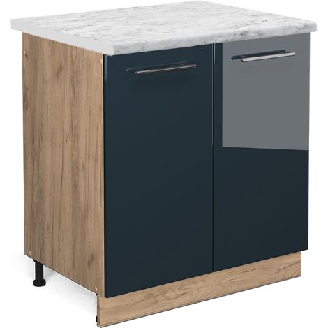 Mobile lavello cucina Fame-Line, Blu scuro lucido, 80 cm , PL Marmo, Vicco