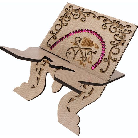 Support Coranique Rétro Sculpté Rouge Diamant, Lutrin de Lecture Musulman, Porte-Livres Sacré, Support de Livre Religieux, Accessoire de Prière (1/5)