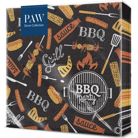 Serviettes 33 x 33 cm, 20 pièces - Soirée Barbecue (1/5)