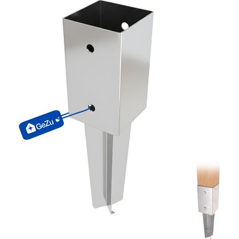 Support de sol pergola galvanisées à chaud 81 x 81 mm – Supports robustes pour poteaux bois carrés – Ancre à enfoncer Support à sceller pour poteau – GeZu Impex (1/4)