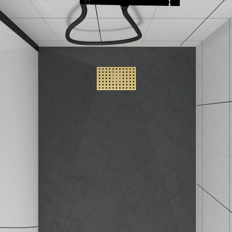 Rejilla perforada de acero inoxidable Oro Cepillado para plato de duche - 20.15x12.3x0.55cm