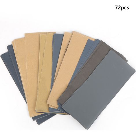 Ortviai Lot de 72 feuilles de papier abrasif 400 à 3000 en carbure de silicium, 9,1 x 22,9 cm (1/5)