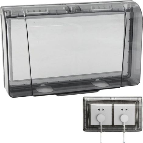 QAZQA Couvercle Prise Courant Etanche Extérieures - 86 Murales éTanches Interrupteur à 2 Voies Anti PoussièRe Pour Salle De Bain, Maison, Extérieur, Noir Transparent, 20 X 12,4 X 4,5 Cm (1/5)