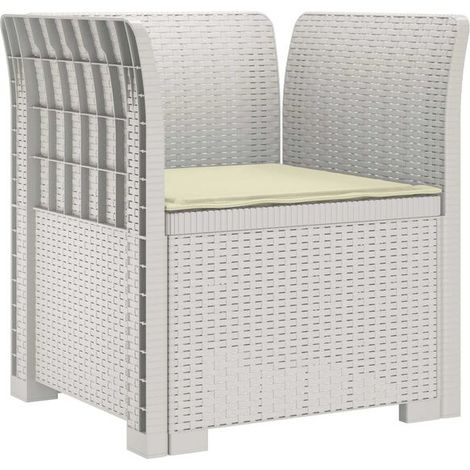 Fauteuil individuel avec coussin d'assise texturé rotin, en polypropylène blanc. (1/5)