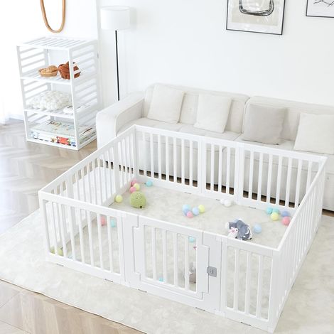 Parc Bébé Modulable 150 x 180 cm, Enfant, de Jeux, Blanc (1/5)