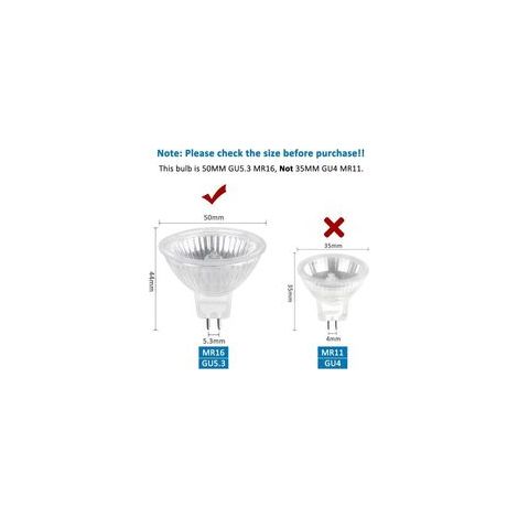 Ampoule Halogene GU5.3 50W 220V, 680lm Blanc Chaud 2700K Dimmable, Ampoule Spot Halogène MR16, pack de 6