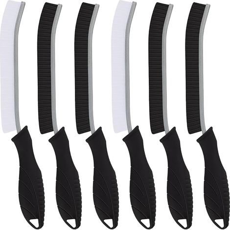 Cepillo de limpieza TQRR - Cepillo de cerdas duras para limpieza de baño, cepillo para juntas, herramientas de limpieza para inodoros, hogar, bañera y ventanas (6 pulgadas, negro) (1/5)