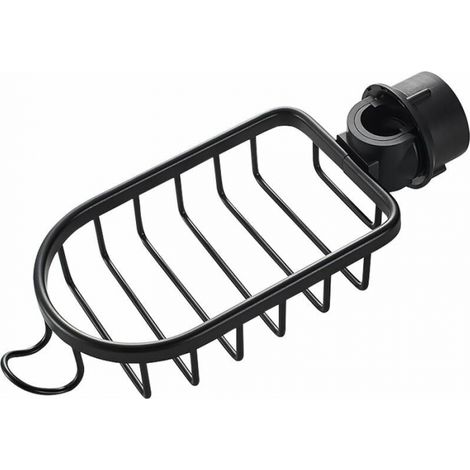 1x Stainless Steel Shower Holder No Drilling, Black Stainless Steel Telescopic Bathroom Holder, Shower Bracket, Shower Bar Soap Dish, Shampoo Shower Holder (1/4)