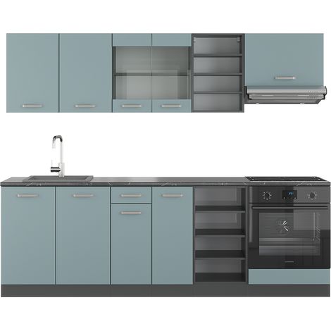 Cucina componibile R-Line, Blu-grigio/antracite, 240 cm , PL Antracite, Vicco (1/5)