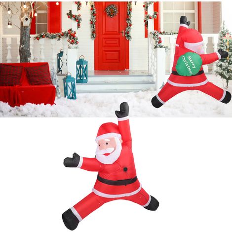 Decorazioni natalizie gonfiabili [Babbo Natale che si arrampica] [materiale in poliestere impermeabile 210T] [luce LED integrata] [2,5 metri di altezza] per giardino e patio (1/4)
