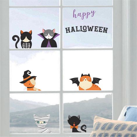 Autocollant Mur Halloween - PVC Auto-Adhésif - Pour Vitres Miroirs Carreaux Murs - Décoration Intérieure Extérieure - 1 Pièce (1/5)