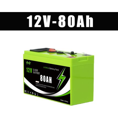 12V LiFePO4 lithium battery, dual USB ports with power display, versatile - 80AH - 12.6V
