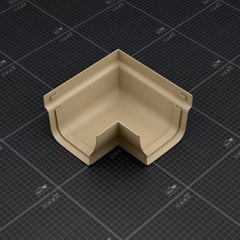 Angle ext. 90° face plane / Angle int. 90° face galbée pour gouttière double profil - Sable