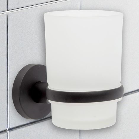 1 Porte-brosse à dents,Adhésif,Sans perçage,Métal antirouille,Gobelet inclus,Salle de bain