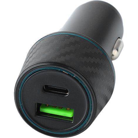 Chargeur allume-cigare 12-24 V CC 95 W USB PD double port, charge rapide, style fibre de carbone, pour voiture et camion (1/5)