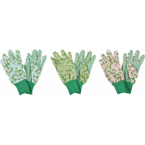 Gants de jardinage vert motif fleuri (1/5)