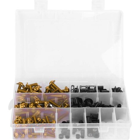 Kit de 223 Vis de Carénage Moto Or, Boulons Universels pour Carrosserie, Rondelles, Écrous, Clips, Assortiment pour Moto (M5/M6) (1/5)