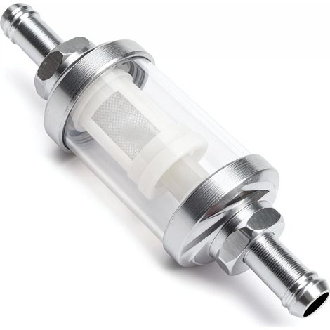 Filtre à essence moto 7 mm, filtre à carburant argent durable en aluminium et verre, filtration précise pour scooter moto ATV, remplacement universel pour conduite plus propre et moteur plus stable (1/5)
