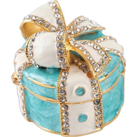Jewelry Box with Bow Tie for Rings and Earrings, Decorative Jewelry Box with Bow Motif, Elegant Women's, Compact for Vanity or Storage (2) (1/5)